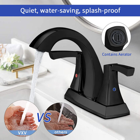 VXV matte black faucet handle detail with blue and red indicators