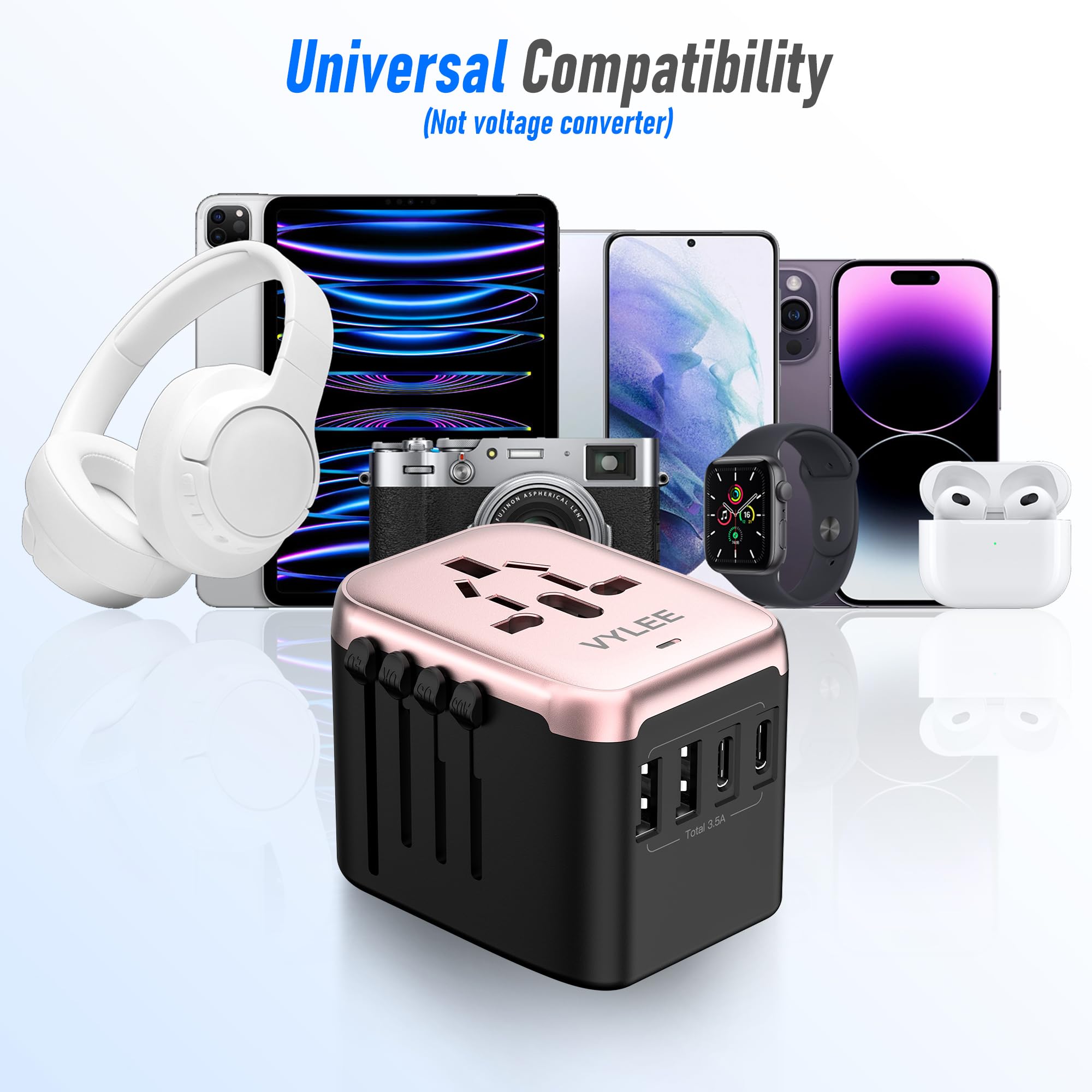 VYLEE compact and lightweight travel design fits in luggage or bag.