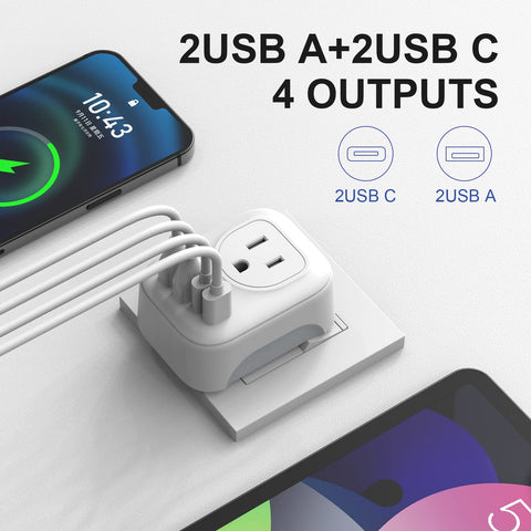 VYLEE 2-pack travel adapter for versatile charging on trips