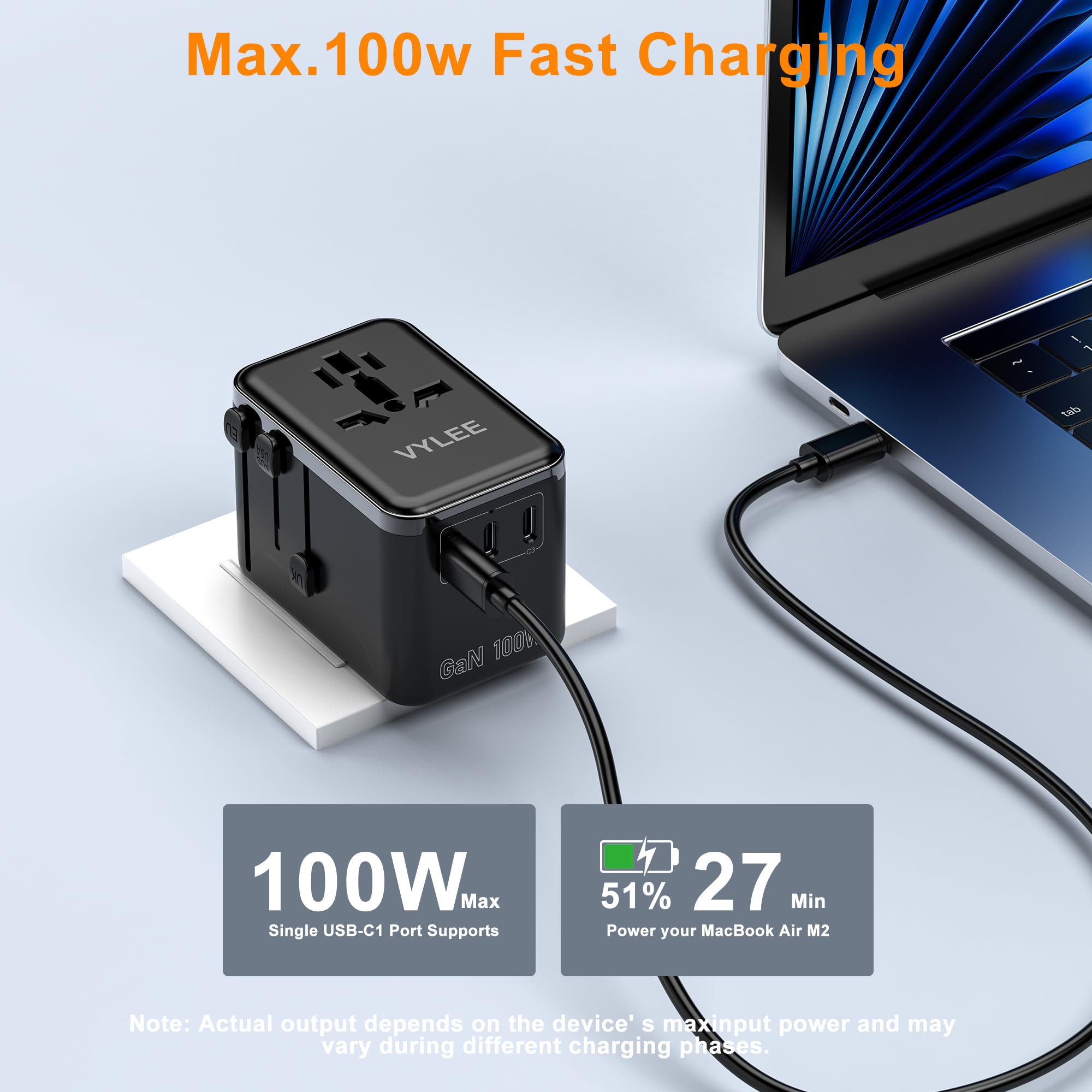 VYLEE adapter EU plug enabling seamless charging across continents.