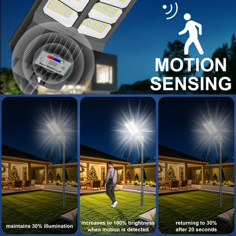 Vzyhik 6500W motion sensor feature for responsive outdoor lighting.