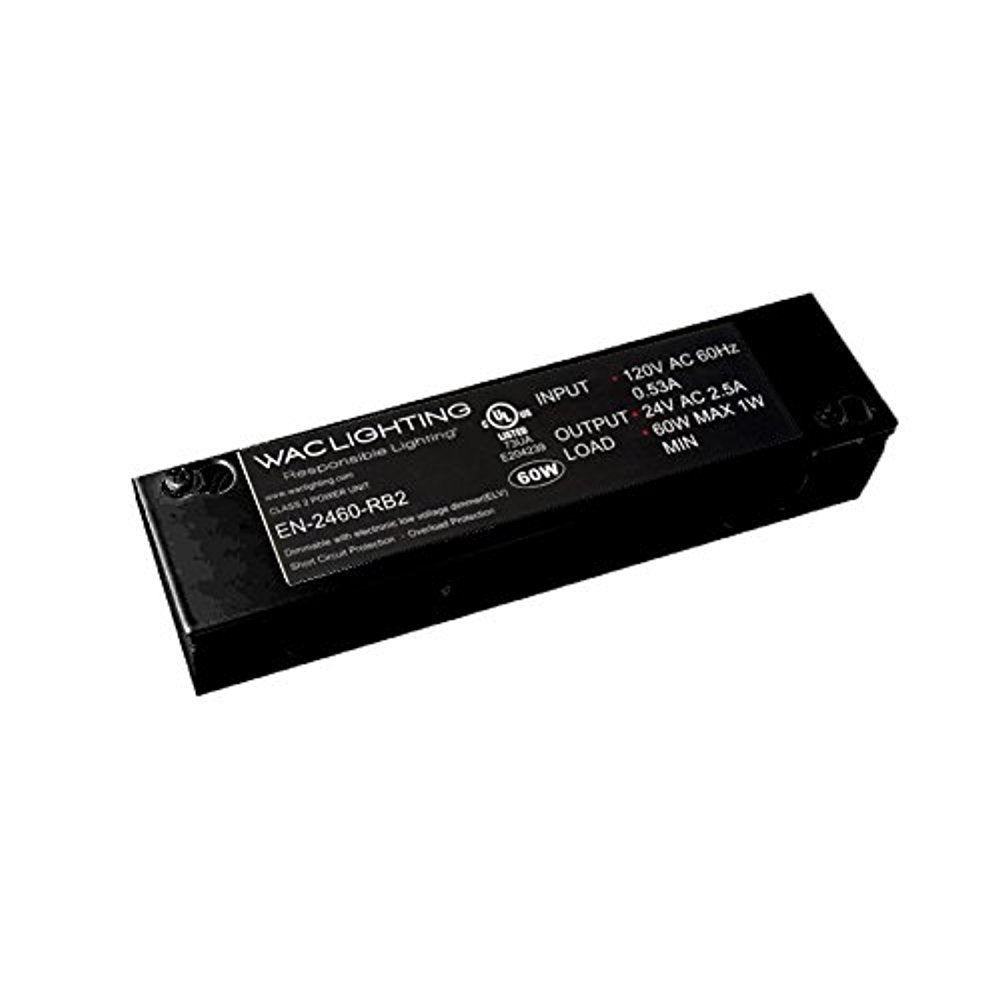 WAC Lighting EN-2460-RB2 transformer front view, compact and enclosed for under-cabinet lighting.