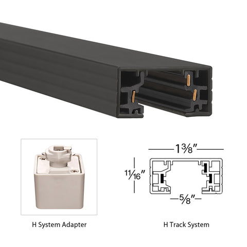 WAC Lighting H Track 8ft black field-cuttable segment enables custom length layouts.