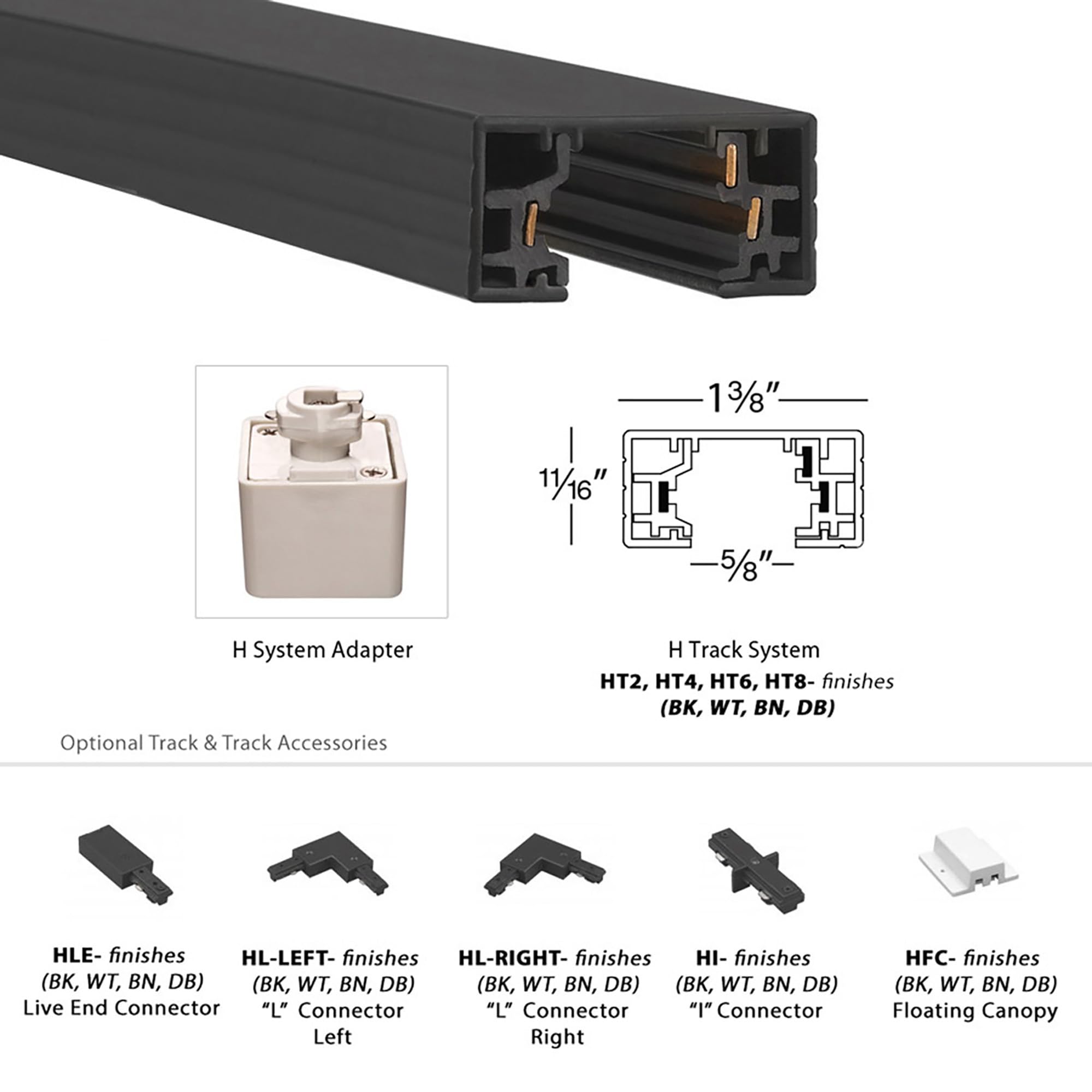 WAC Lighting H Track 8ft die cast aluminum ensures durability.