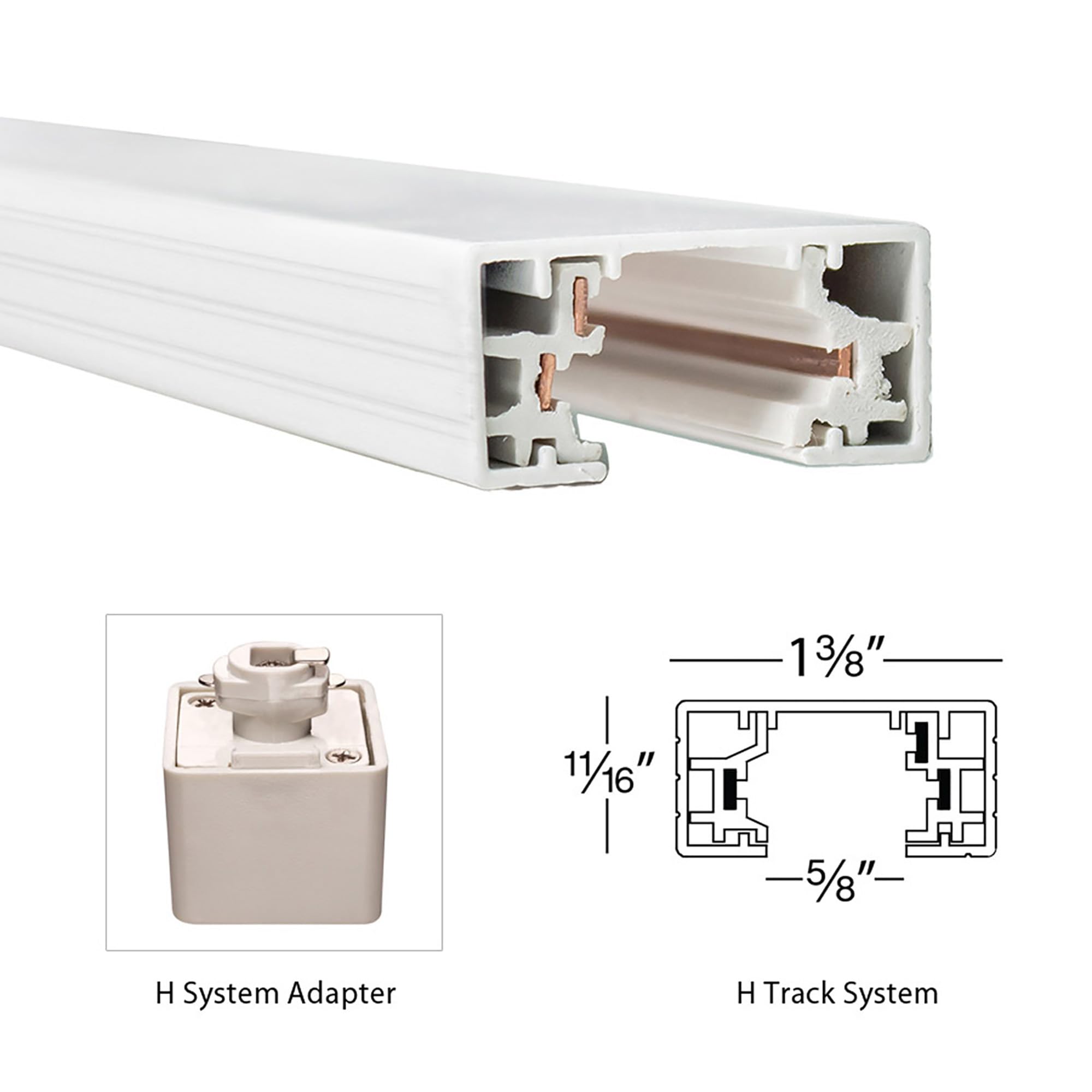 WAC Lighting H Track 8ft field-cut shows on-site customization.