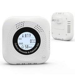 WACHRAY 4-in-1 CO gas detector showing CO reading and status LED for home safety.
