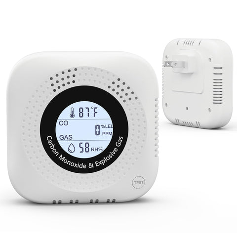 WACHRAY 4-in-1 CO gas detector showing CO reading and status LED for home safety.