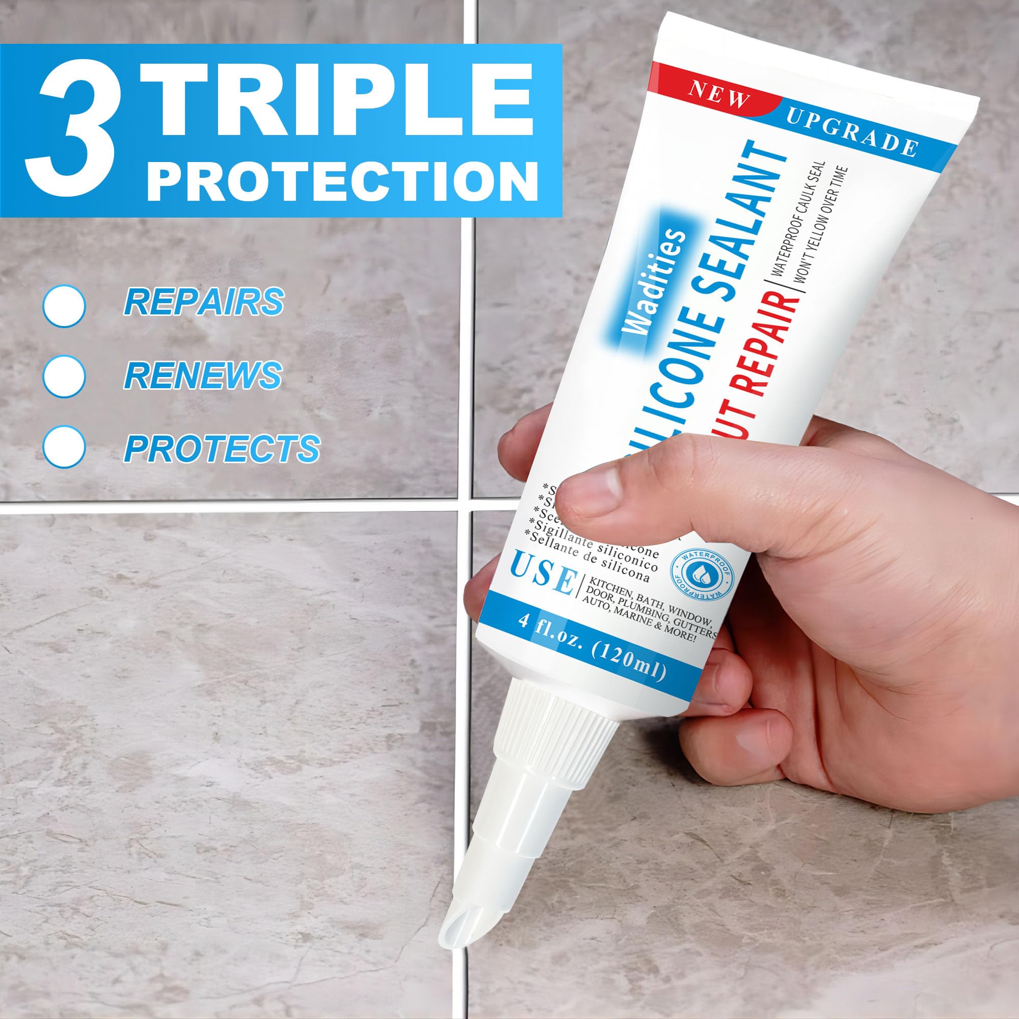 Wadities 3-in-1 caulk scraper for clean corners and joints