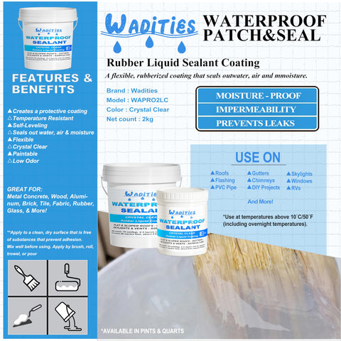 Wadities Waterproof Sealant Clear brush application highlights strong adhesion on cracks and leaks