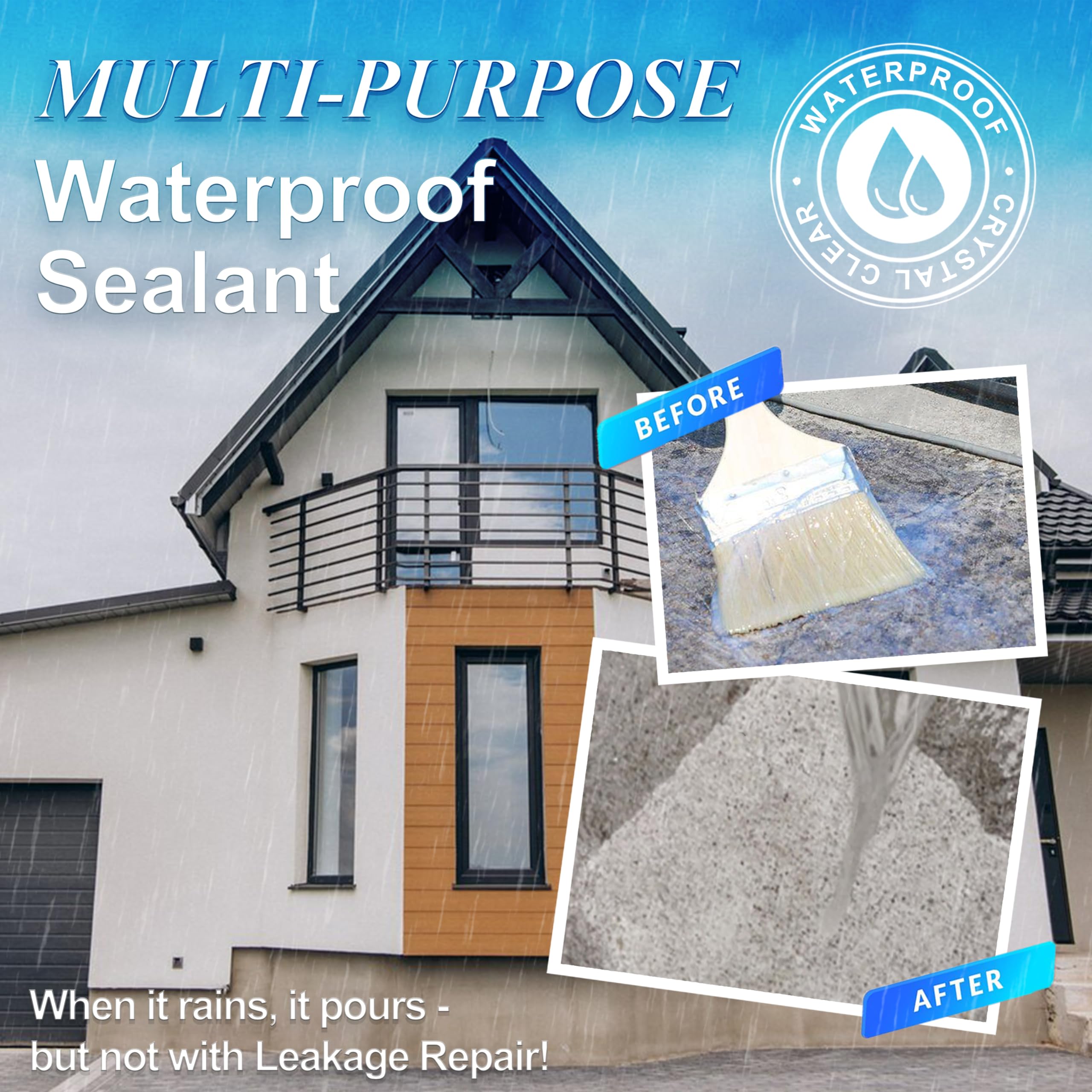 Wadities Waterproof Sealant Clear roller application demonstrates quick, even coverage on joints