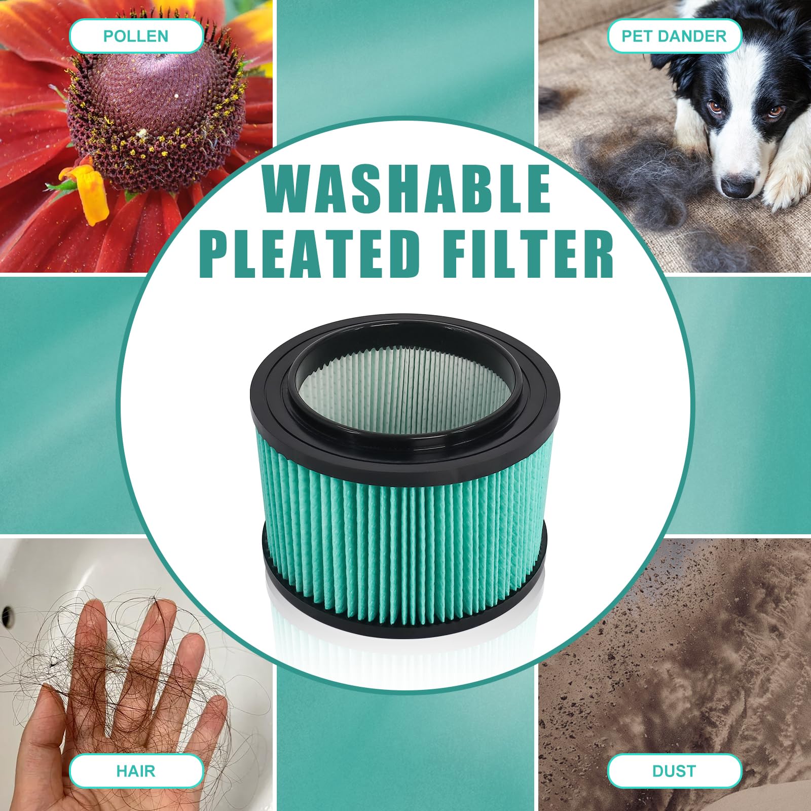 Wadoy 17810 filter compatible with Craftsman 16950 wet/dry vacuums for reliable debris pickup