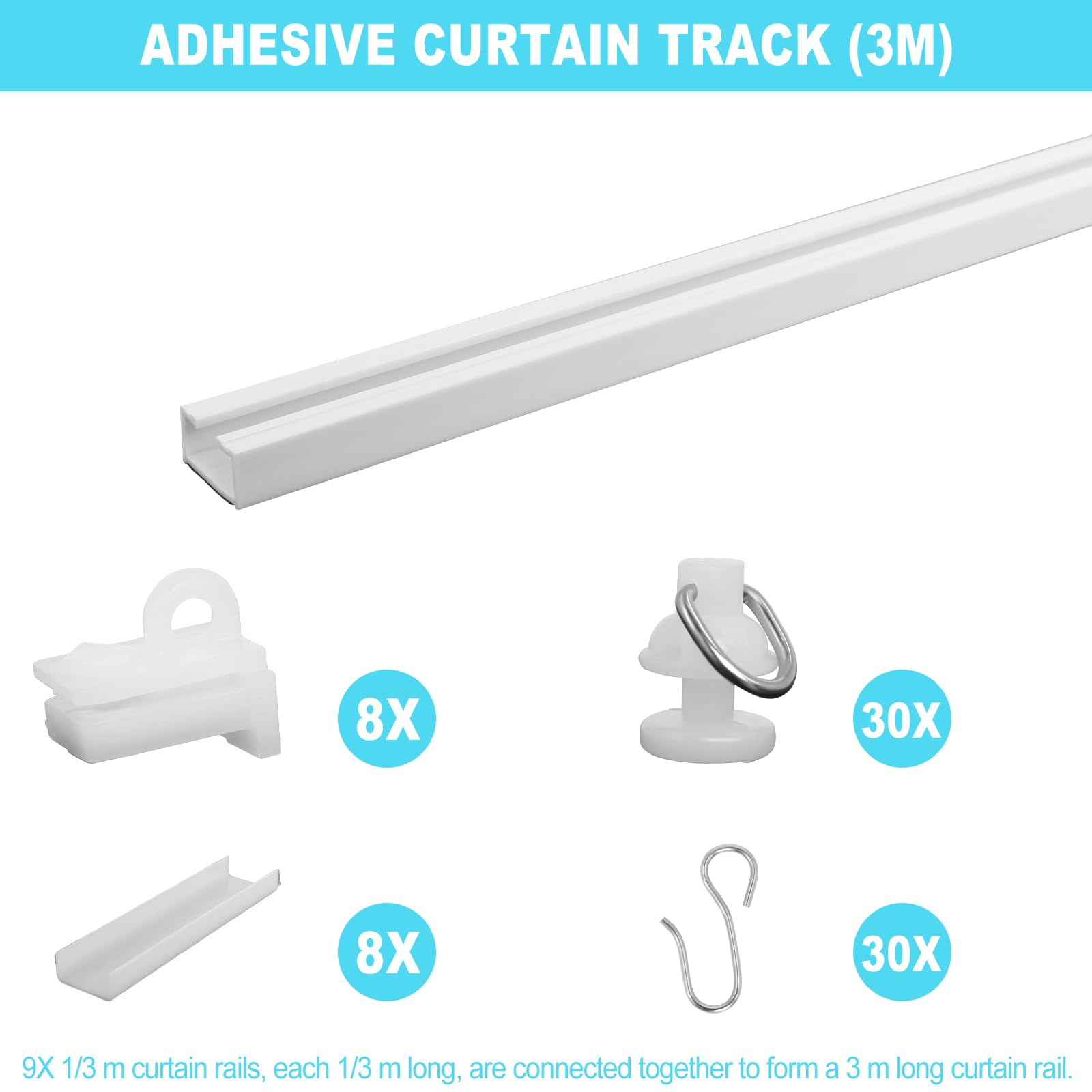 Wadoy curtain track smooth-glide operation enables quiet curtain movement.