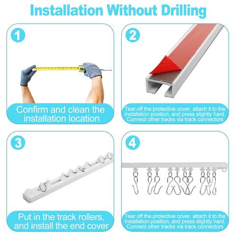 Wadoy durable curtain track with strong backing for long-lasting use