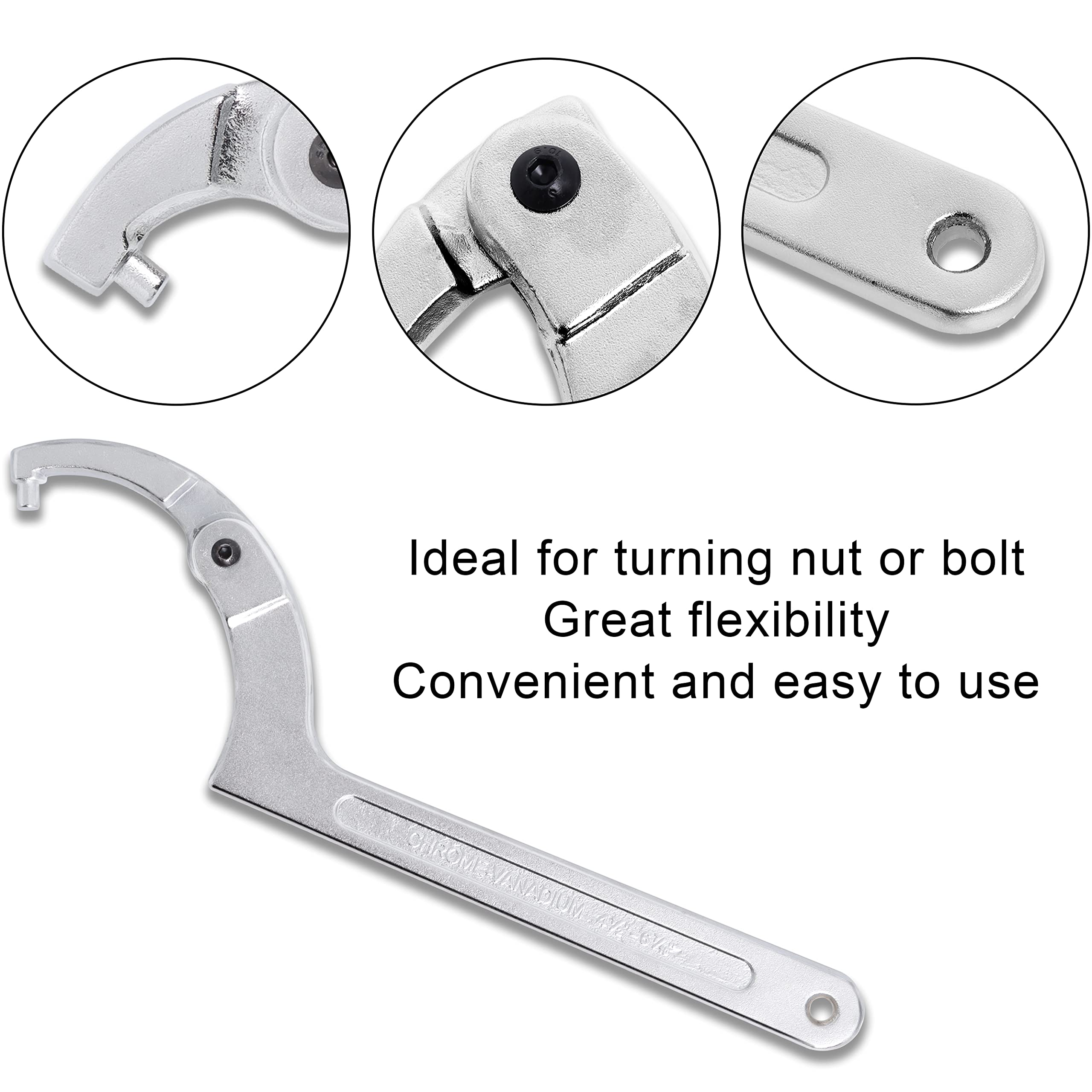 Wadoy multi-size capacities spanner wrench for diverse repair jobs.