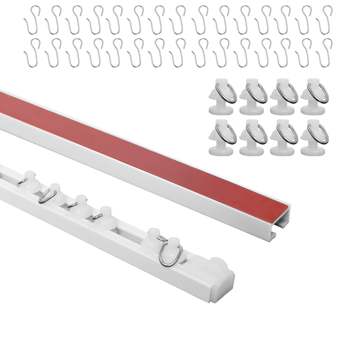 Wadoy self-adhesive curtain track ceiling mount shows tool-free installation.