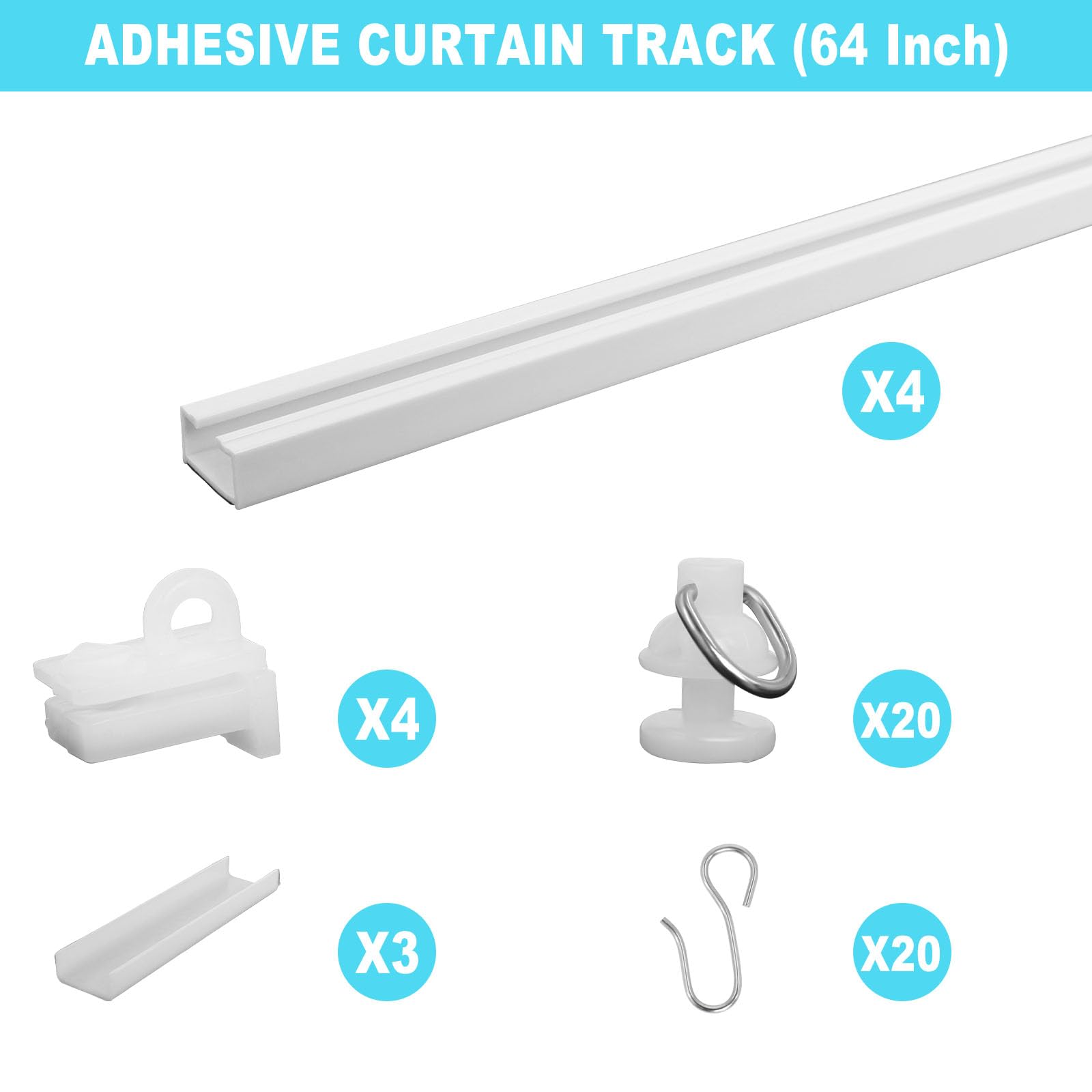 Wadoy self-adhesive curtain track ready for quick setup on wall