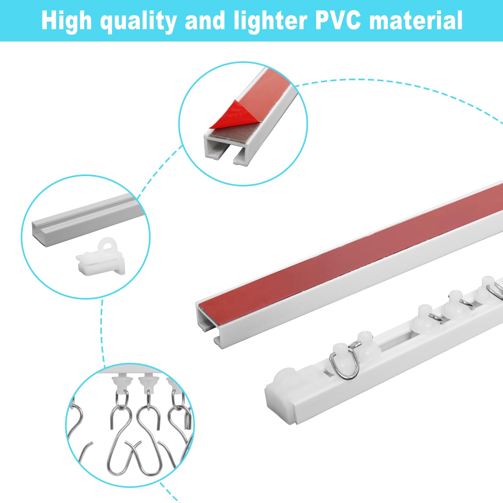 Wadoy versatile curtain track in home, office, or RV setups
