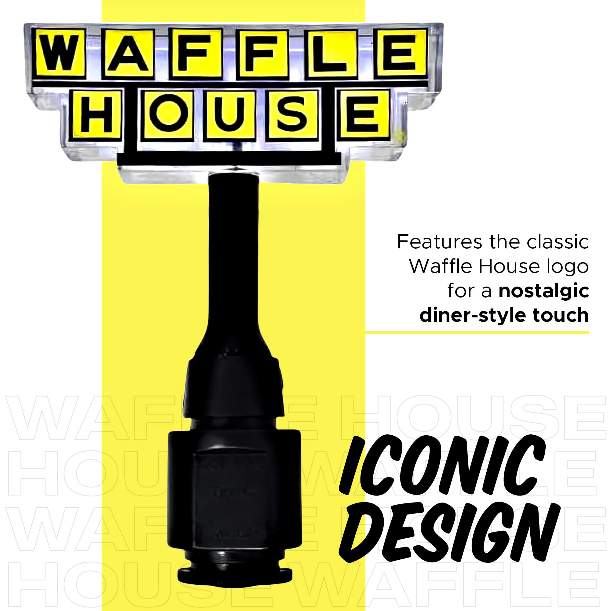 Waffle House night light emits a soft glow in bedrooms and hallways.
