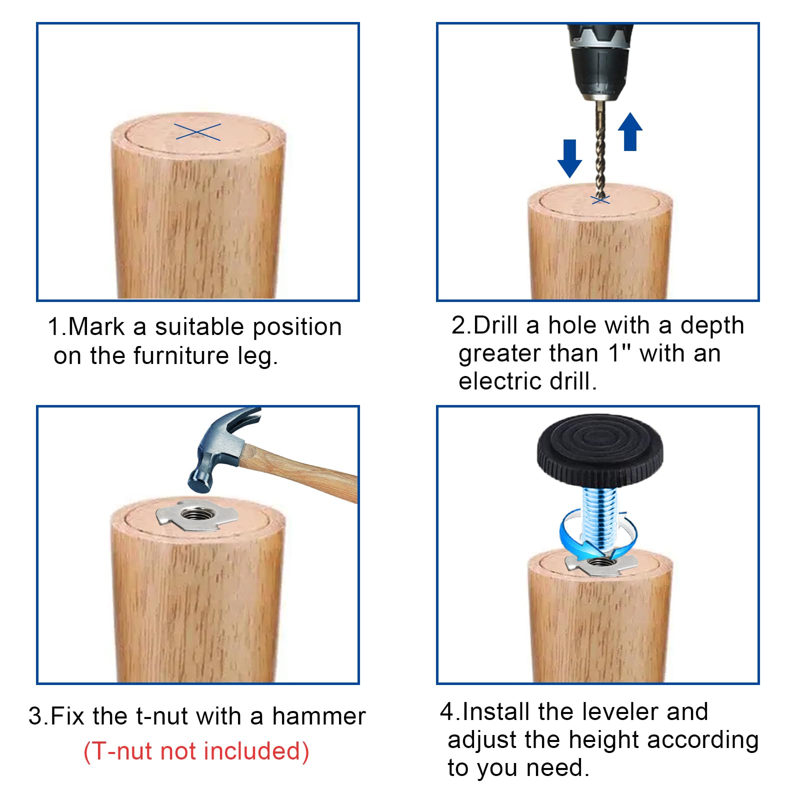 WAFJAMF versatile leveling feet for home, office, and restaurant furniture