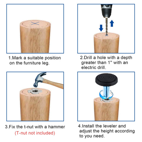 WAFJAMF versatile leveling feet for home, office, and restaurant furniture