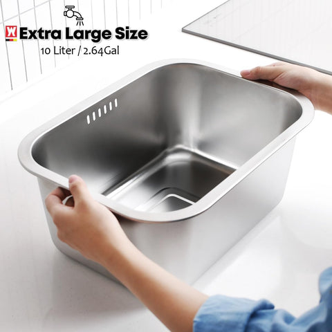 Vegetable washing basin by WAGENSTEIGER with built-in drainage for debris separation.
