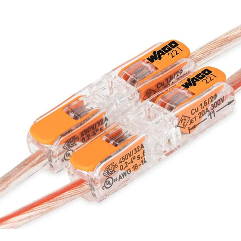 WAGO 221-2411 quick-release lever action for easy removal