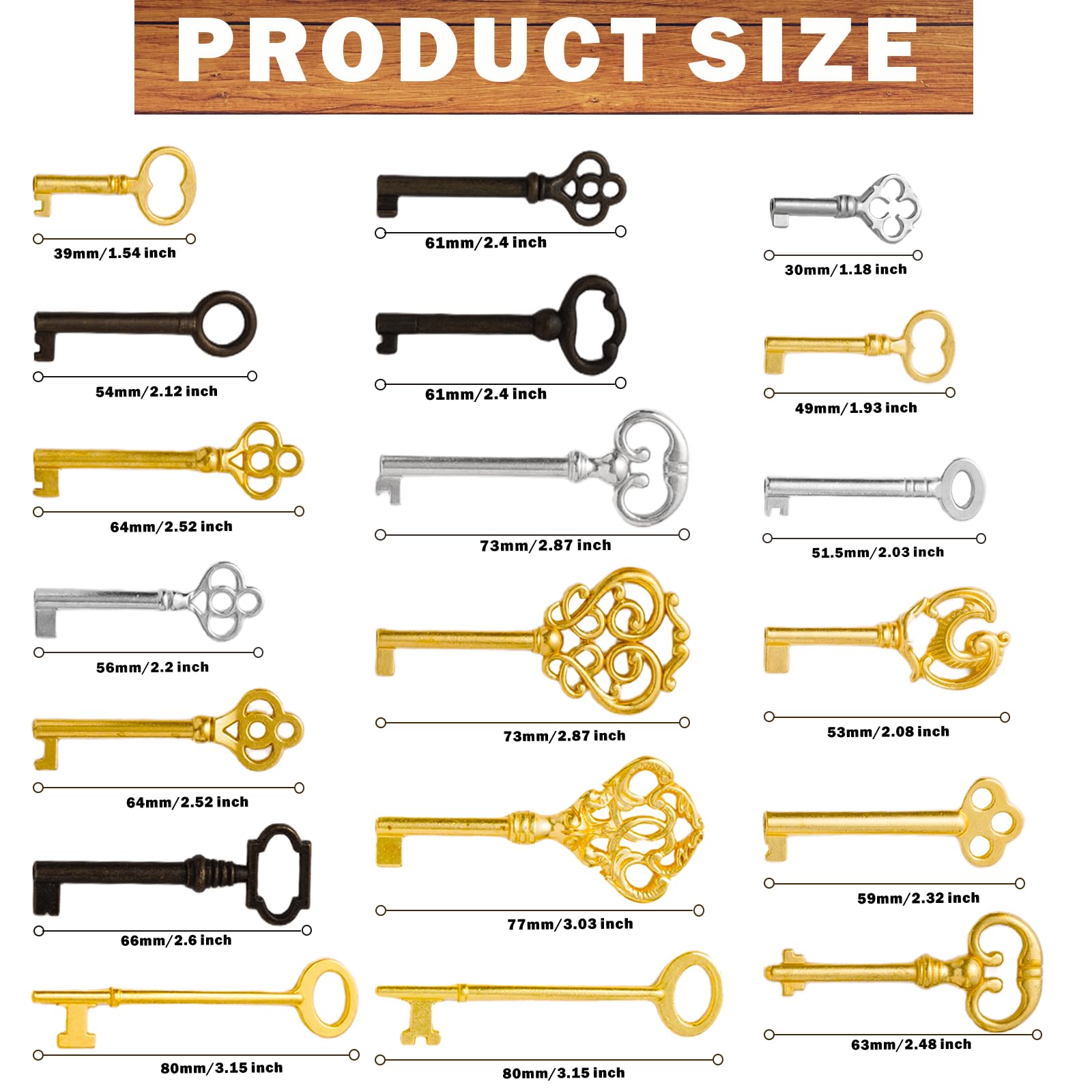 Close-up of zinc alloy skeleton key from WAH LIN PARTS—durable for long-lasting use.