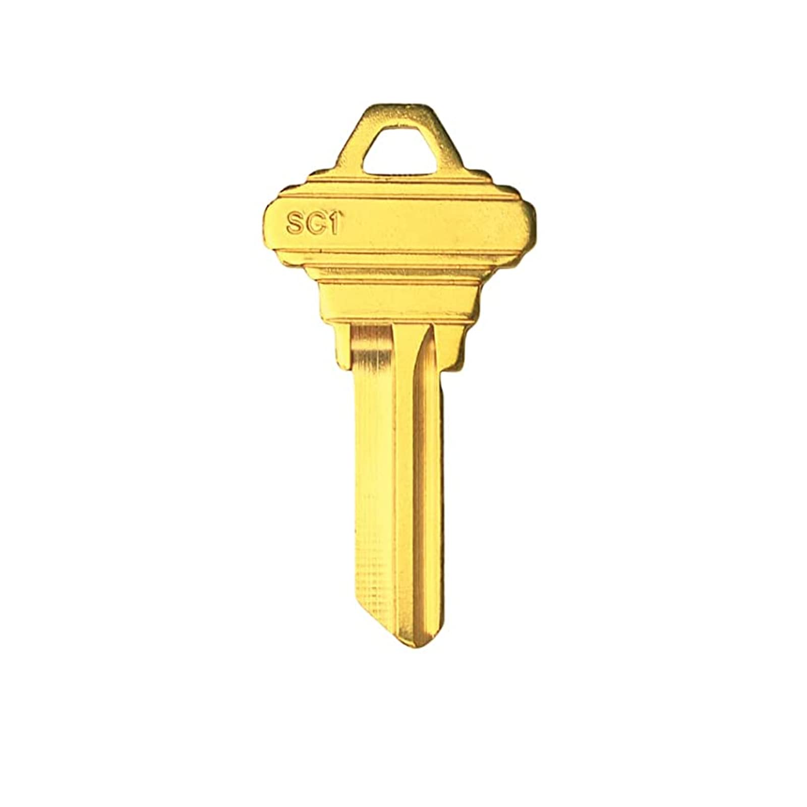 Uncut brass SC1 key blank designed for durability and ease of use