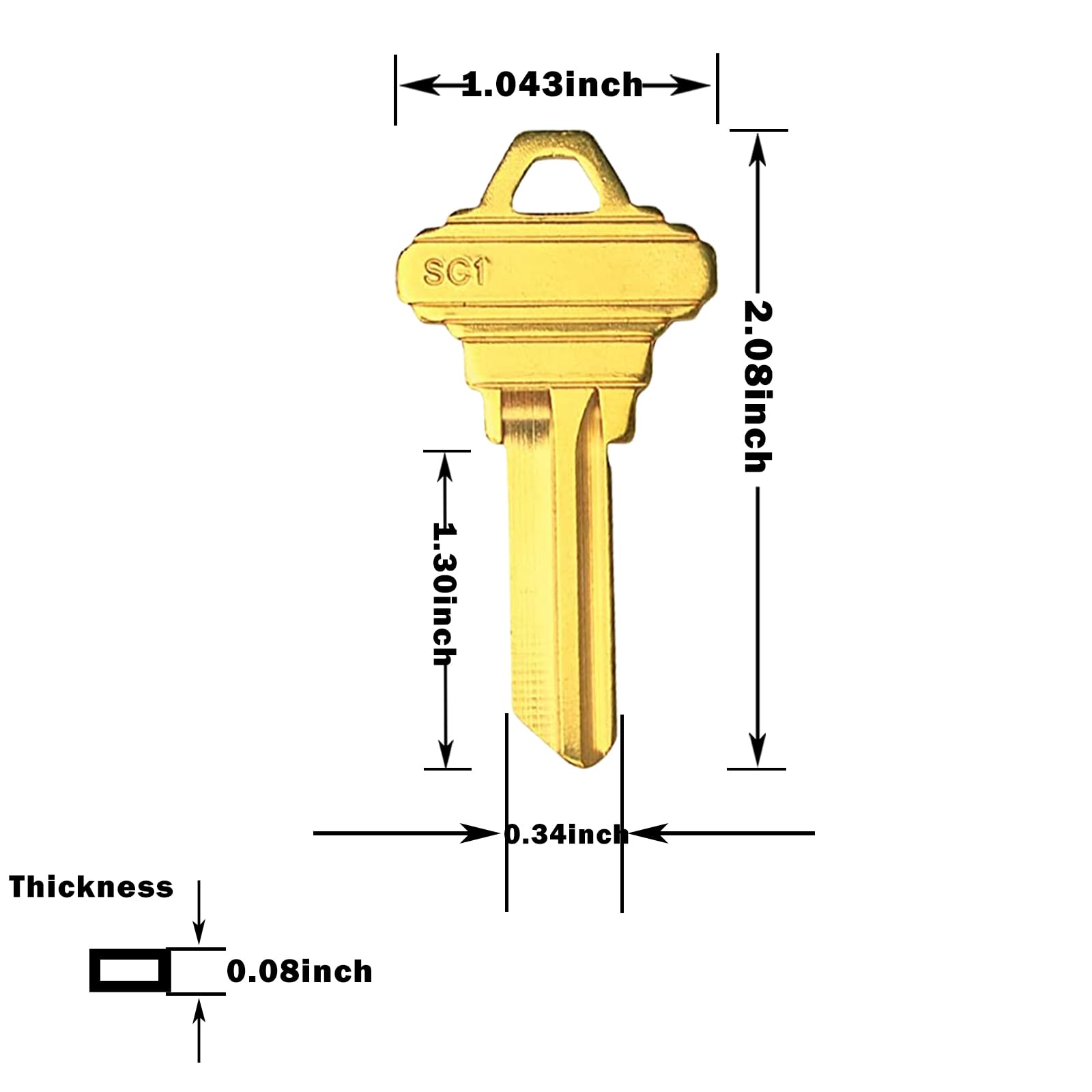 Durable brass SC1 key blank suitable for professional locksmith work