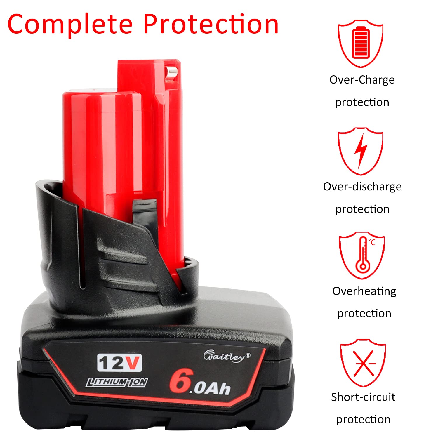 Waitley 12V 6Ah battery durability-inside with built-in microchip protection.