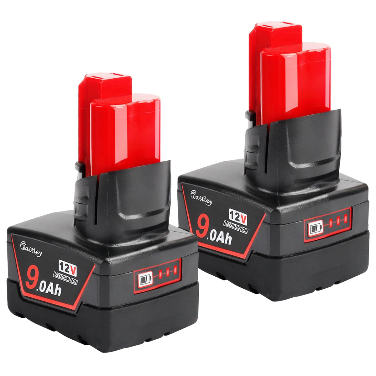 Waitley 2-pack 12V 9Ah battery set for extended Milwaukee tool runtime