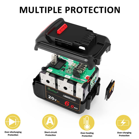 Waitley 20V battery designed for compatibility with DCD/DCF/DCG/DCS tools.