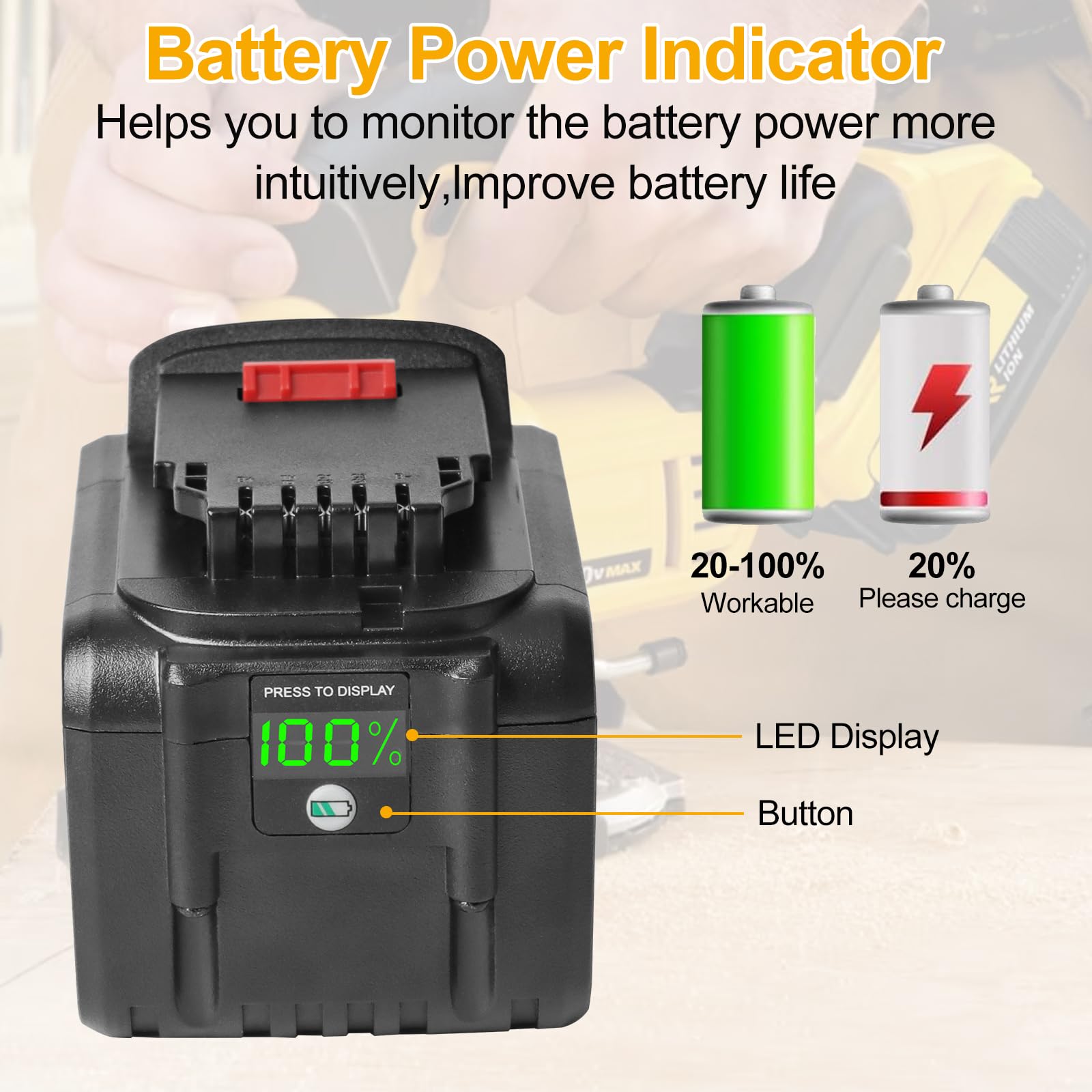 Waitley compatible with DCD, DCF, DCG, and DCS 20V tools for broad use.