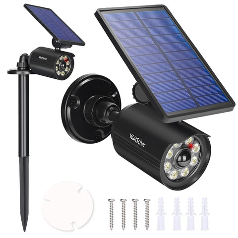 WaitScher solar motion light with 360° rotatable head for wide area illumination.