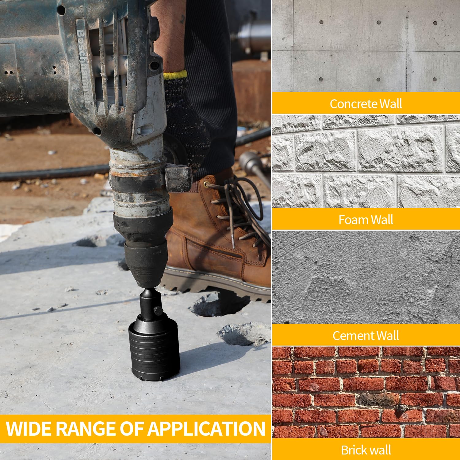 Wakuka 110mm hole saw kit with extensions for long reach.