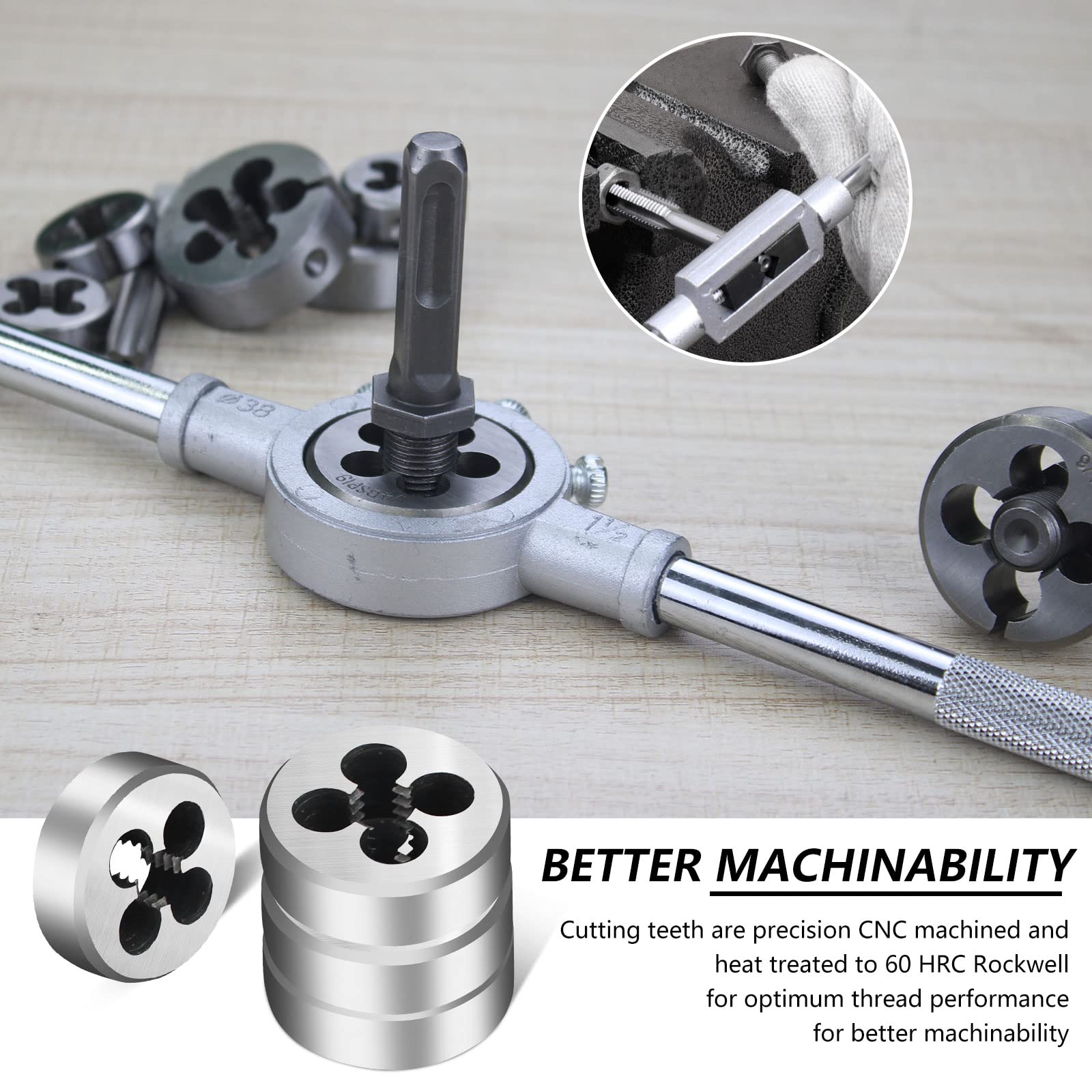 Wakuka die holders in various sizes support precise rethreading