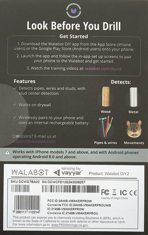 WALABOT DIY 2 built-in battery keeps your phone charged while scanning.