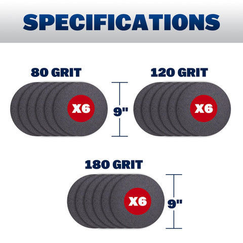 Walboard 18-disc set (80/120/180 grit) for versatile drywall finishing.