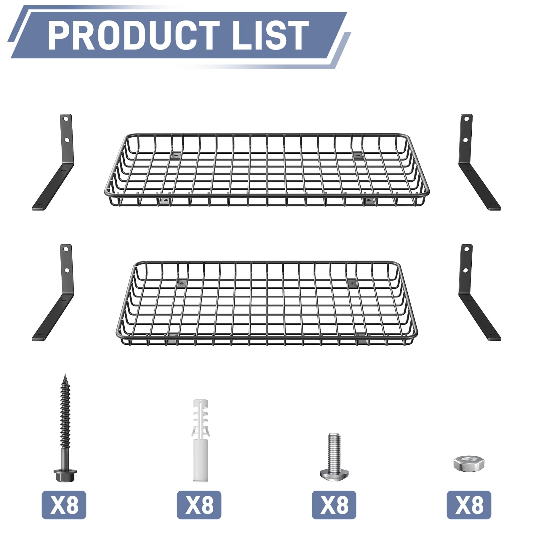 WALMANN 12x24 wall-shelves 16-inch stud mounting for quick setup.