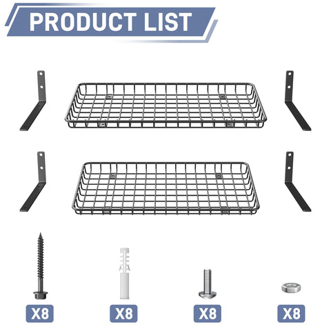 WALMANN 12x24 wall-shelves 16-inch stud mounting for quick setup.