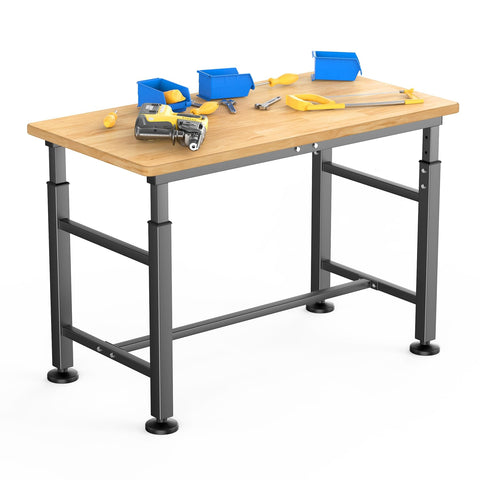 WALMANN heavy-duty workbench with rubberwood top ideal for garage and workshop projects.