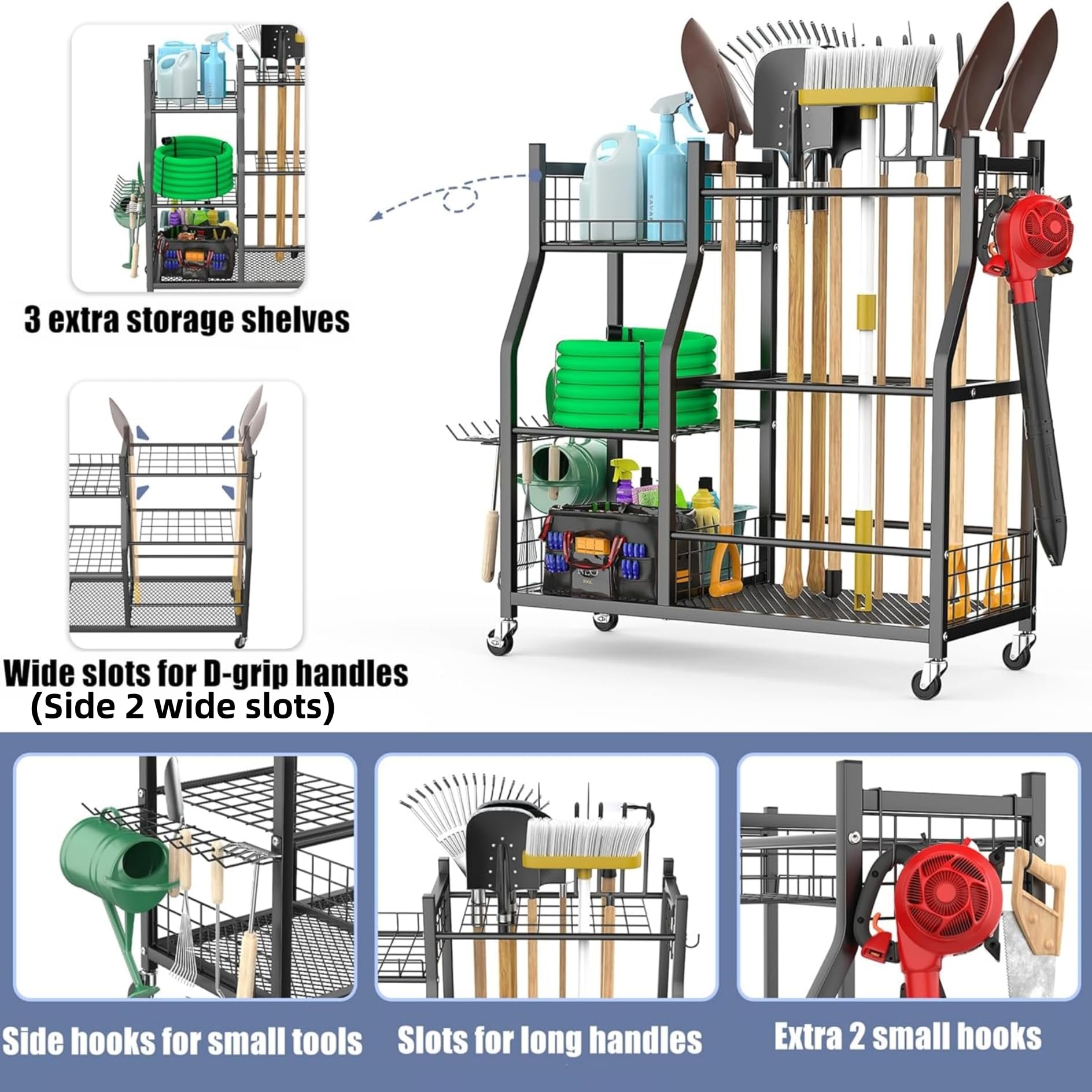 Waldmann long-handle slots simplify access during gardening tasks