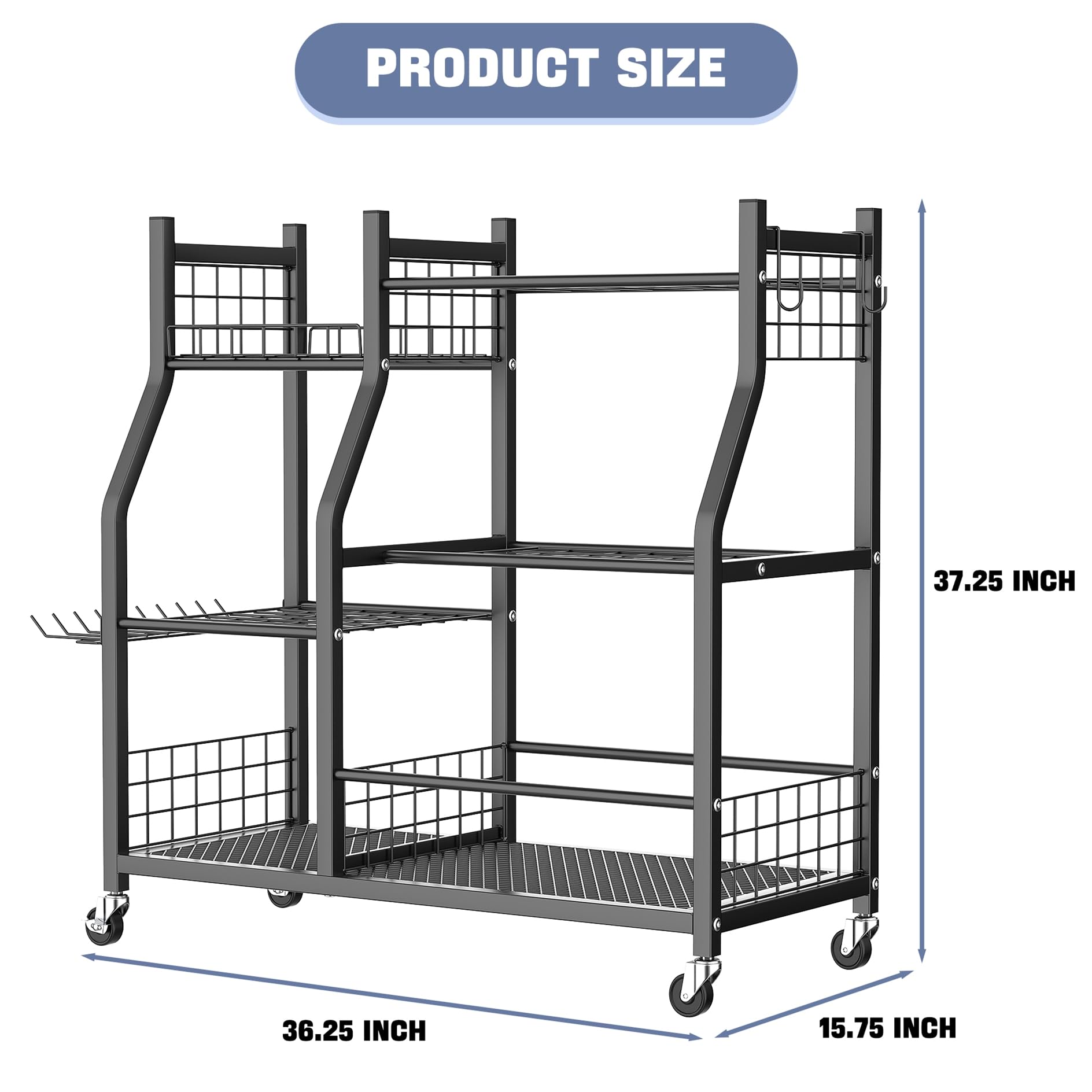 Waldmann tool-slot system vertical storage for rakes and shovels