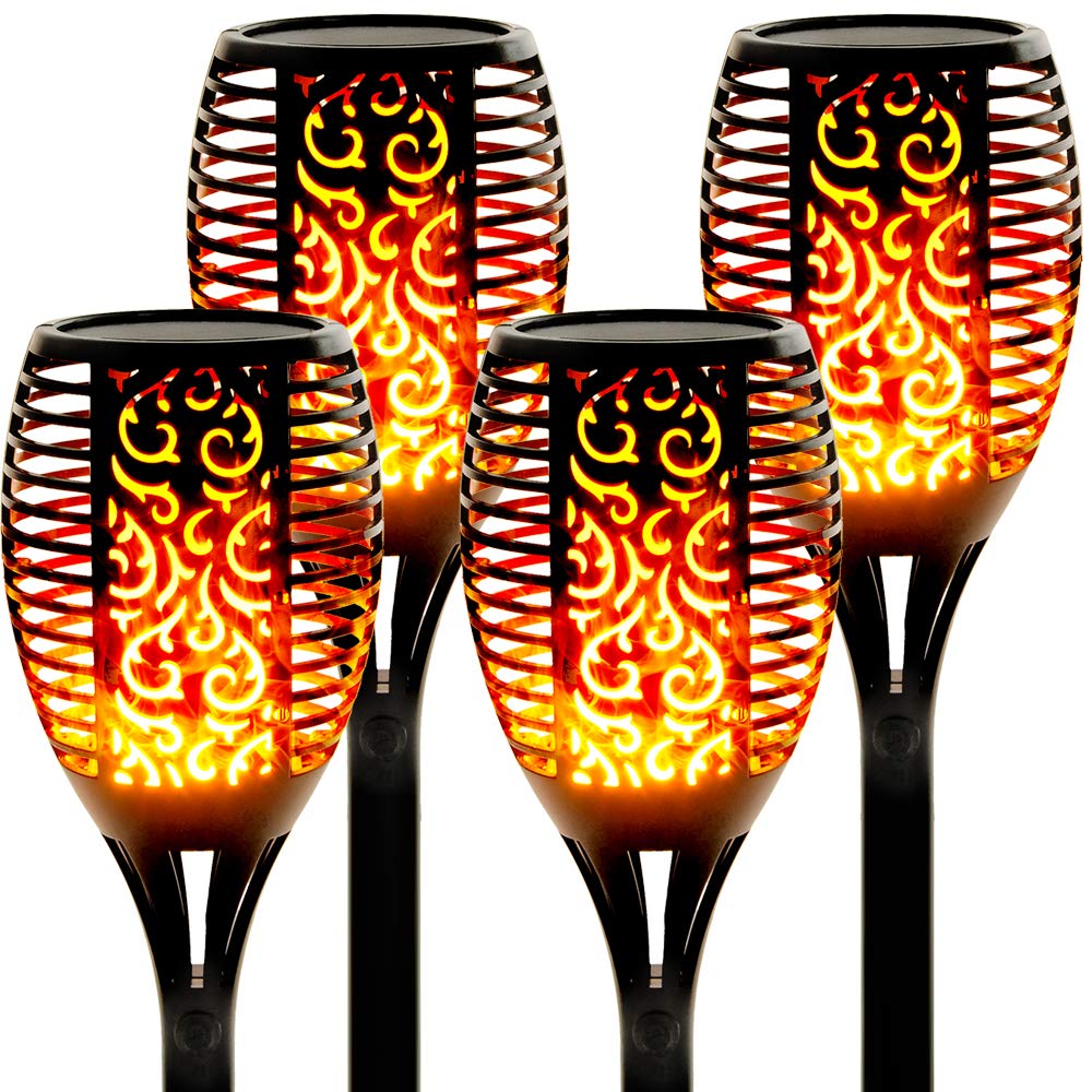 Walensee solar tiki torch 43-inch flame delivers dramatic ambiance for outdoor evenings