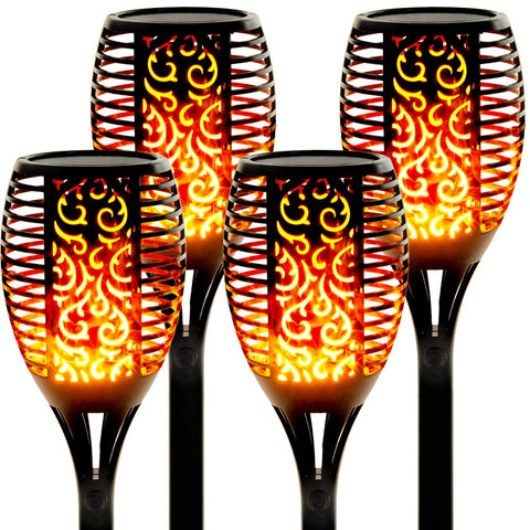 Walensee solar tiki torch 43-inch flame delivers dramatic ambiance for outdoor evenings