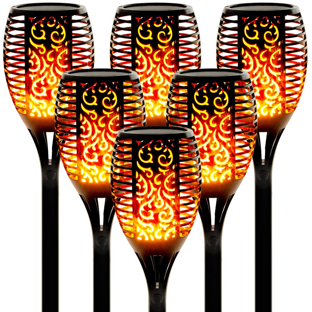 Walensee solar tiki torch flame effect adds warm ambiance outdoors.