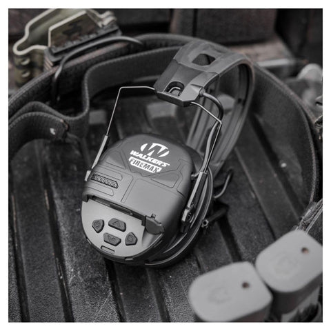 Walker’s FireMax BT Muffs folded compact design fits in gear.