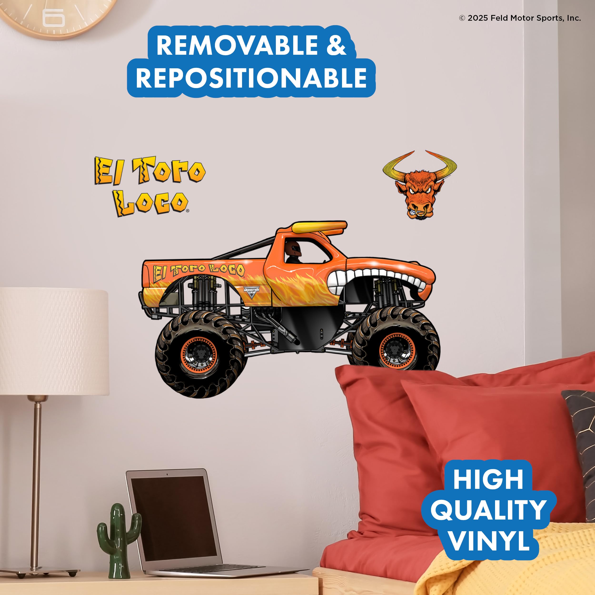 WALL PALZ El Toro Loco wall decal on wall with quick removal and no residue.