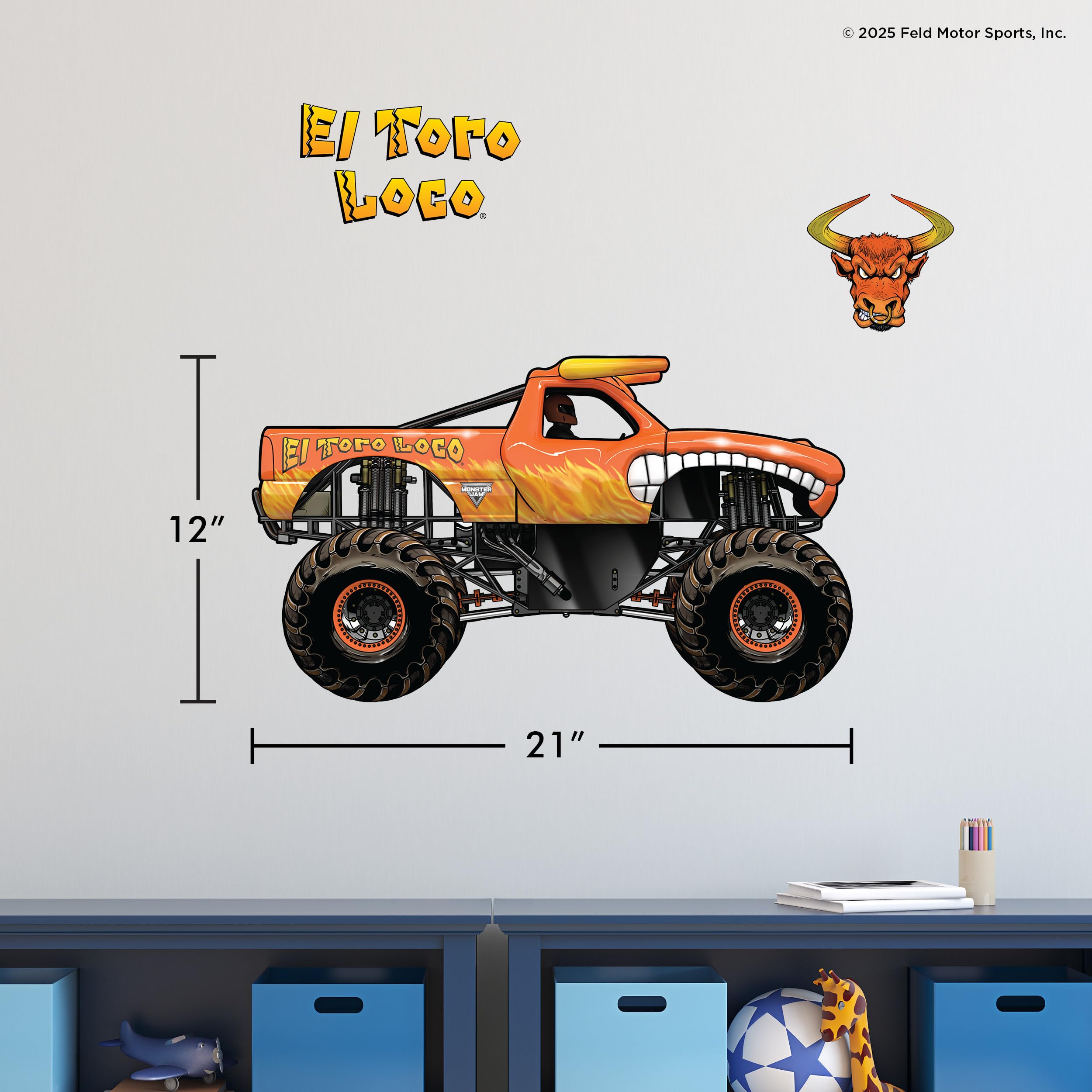 WALL PALZ El Toro Loco decal sticks to smooth walls and removes cleanly.