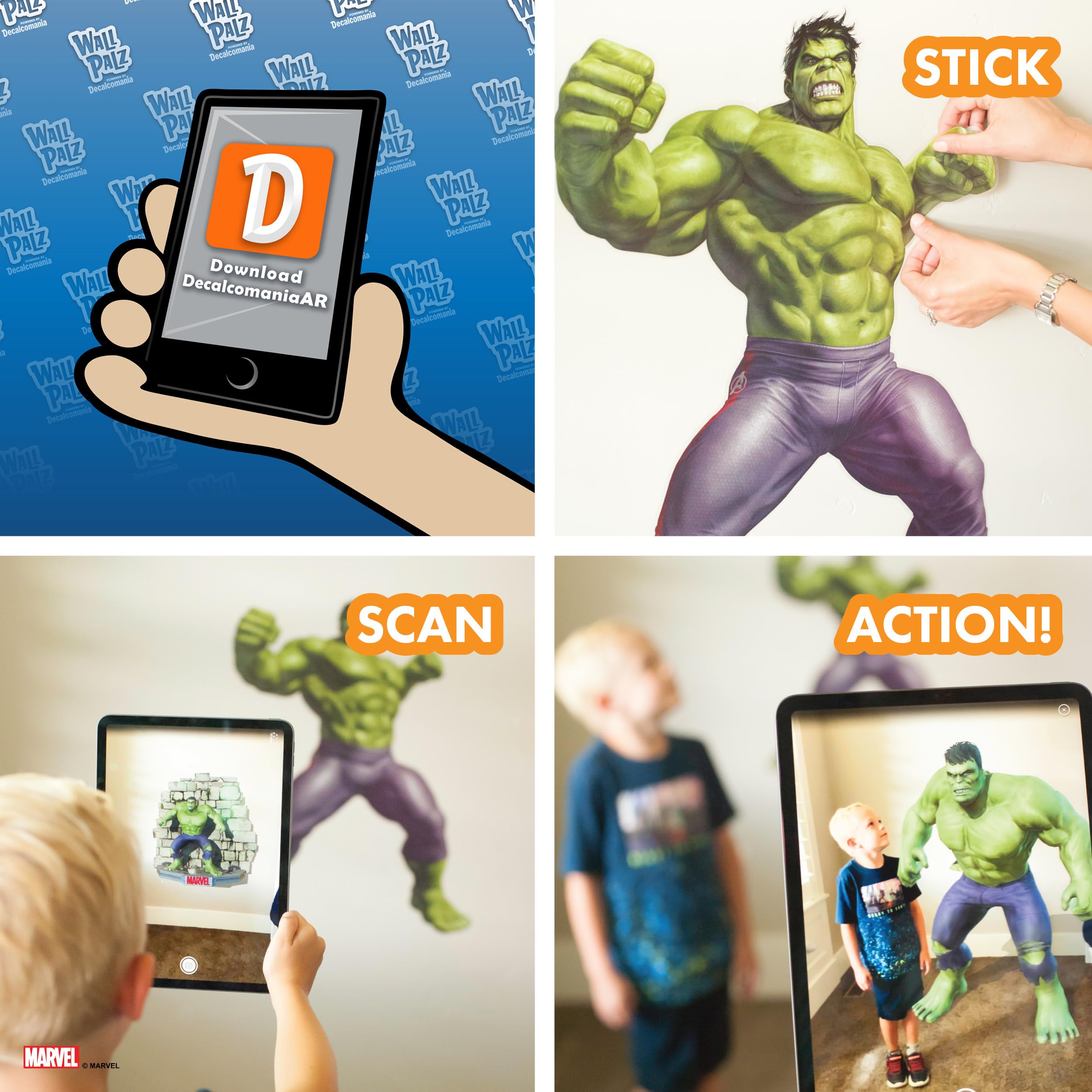 Wall Palz Marvel Hulk small decal 2 for flexible wall decor.